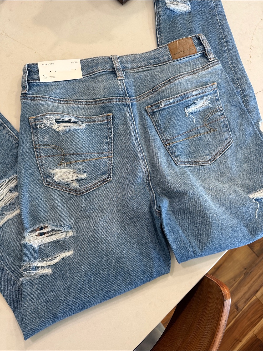 American Eagle Outfitters Light Blue Distressed Straight Leg Jeans